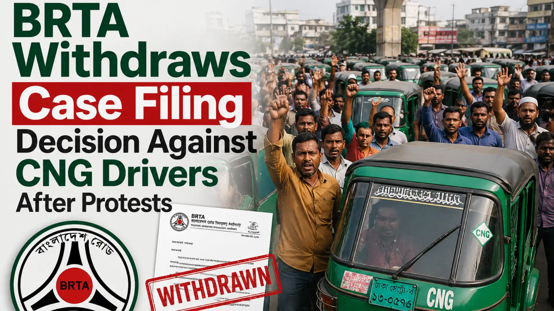 BRTA Withdraws Case Filing Decision Against CNG Drivers After Protests
