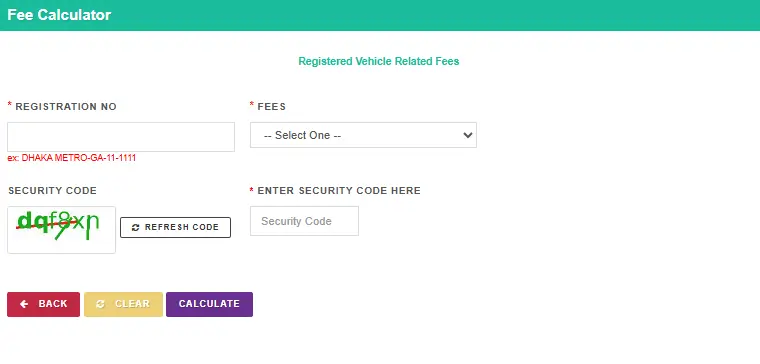 Registered Vehicle Related Fees
